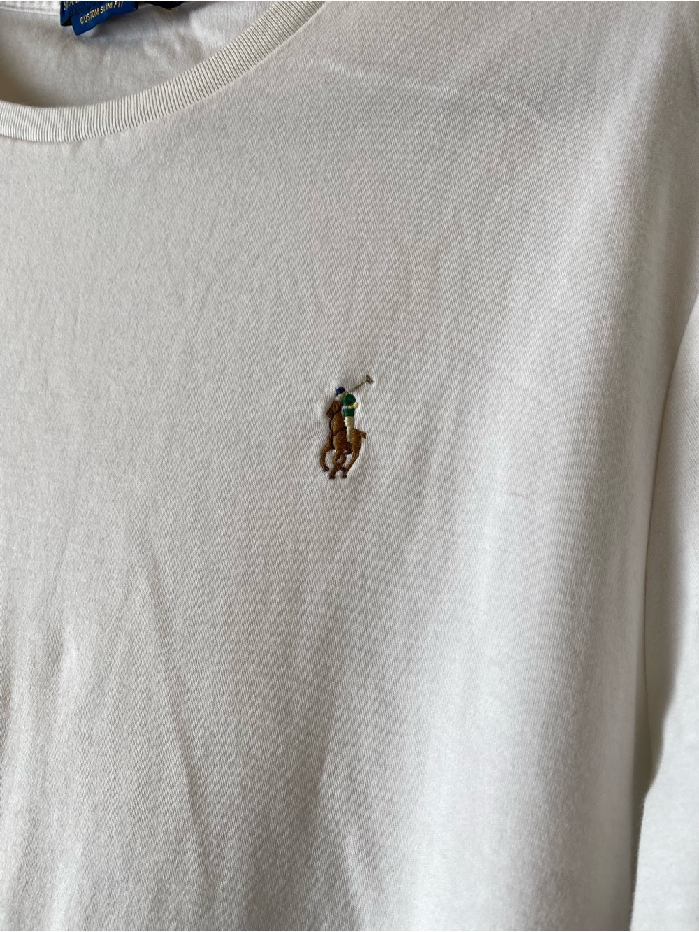 Ralph Lauren White Short-Sleeve Crew Neck Tee with Embroidered Polo - Picture 2 of 4